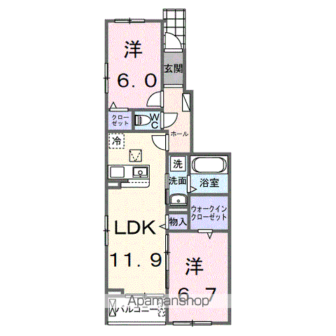  シエル白岡 Ⅰ(2LDK/1階)の間取り写真
