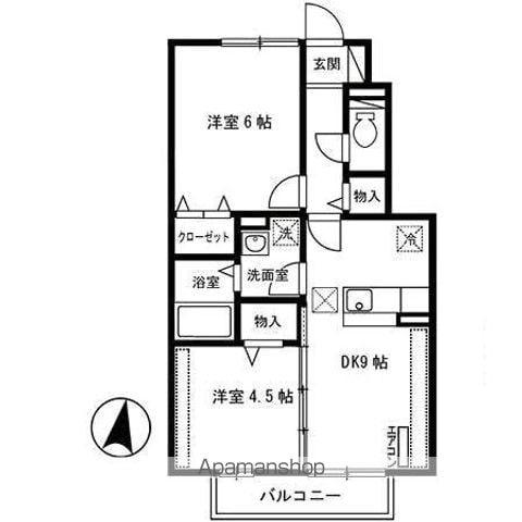 ベルコモンズ(2DK/1階)の間取り写真