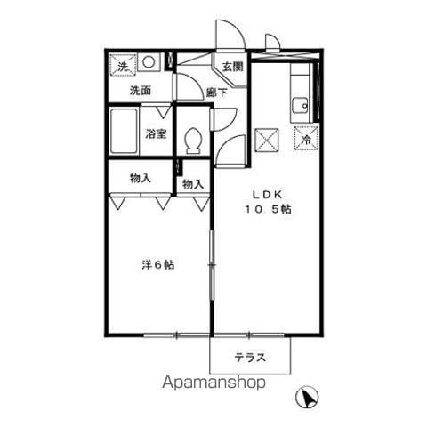 セゾン フィールド(1LDK/1階)の間取り写真