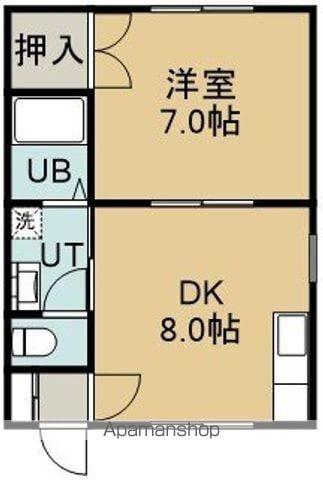 クレイドル鍛治(1DK/2階)の間取り写真