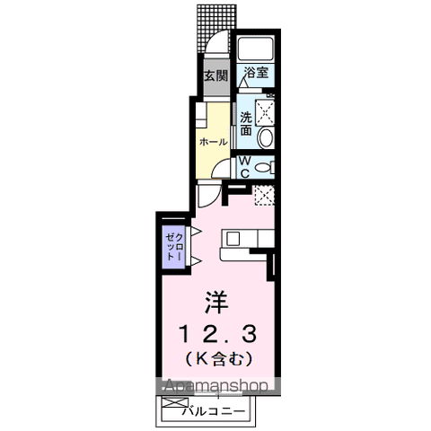 ビオレータ(ワンルーム/1階)の間取り写真