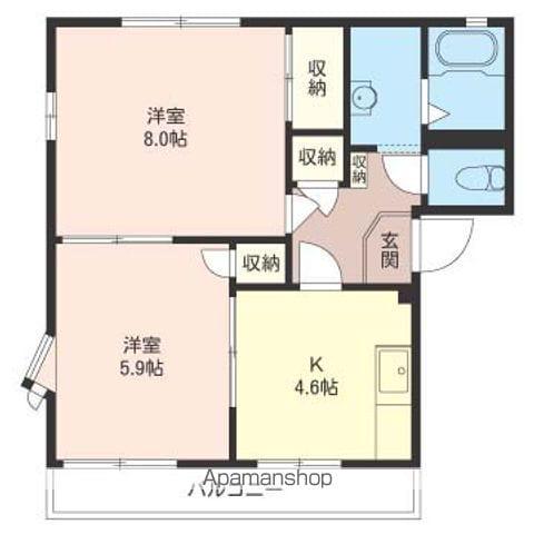 ウインズB棟(2K/1階)の間取り写真