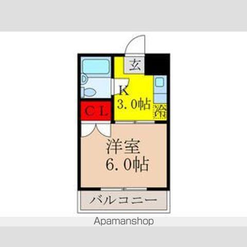 バンブーハイツ(1K/2階)の間取り写真