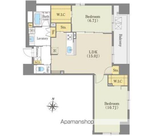 ルーエ錦(2LDK/8階)の間取り写真