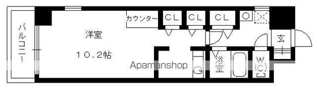 LE VENT 覚王山(1K/6階)の間取り写真