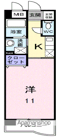 ヴィラグレイスⅡ(1K/4階)の間取り写真