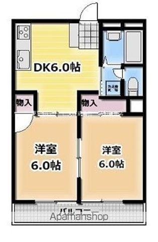 グリーンハイツ・カトウ(2DK/2階)の間取り写真