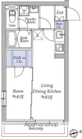 アトリオフラッツ奥沢(1LDK/4階)の間取り写真