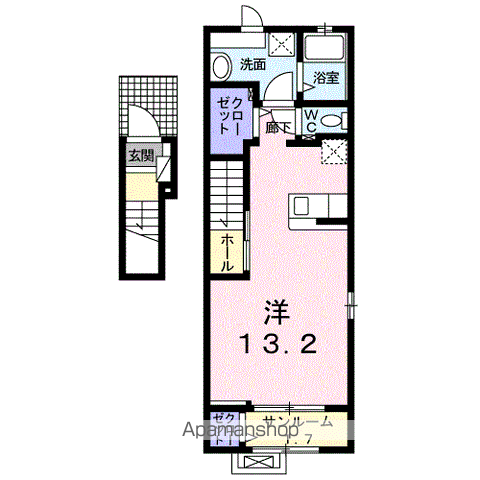 クラール東村 F(ワンルーム/2階)の間取り写真