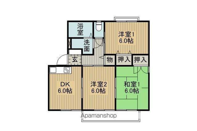 ファミール沖田A棟(3DK/1階)の間取り写真