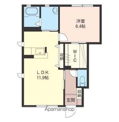 ロンサールA(1LDK/1階)の間取り写真