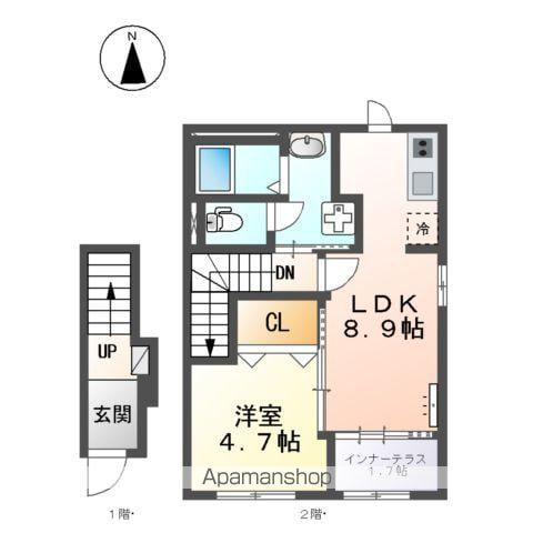 スターテラスⅡ南田町(1LDK/2階)の間取り写真