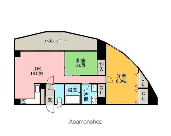 フェイズイン博多駅東(2LDK/2階)の間取り写真