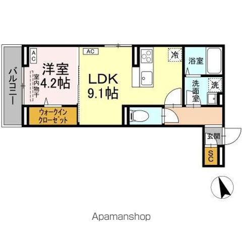 フレッチェ・ボスコVIII(1LDK/3階)の間取り写真