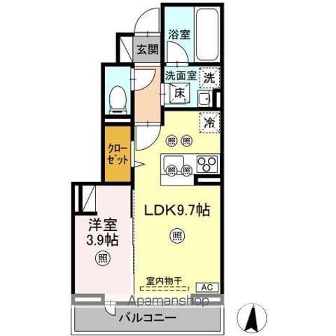 ヌオーヴォチッタ(1LDK/1階)の間取り写真