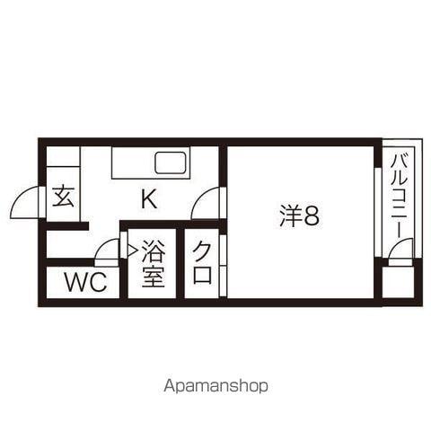 シュペルノーヴァ(1K/2階)の間取り写真