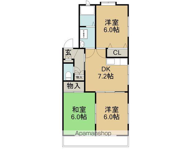 レジデンスK C棟(3DK/2階)の間取り写真