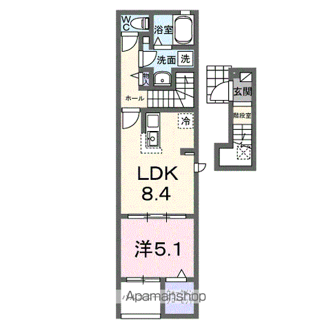 ソレアード B(1LDK/2階)の間取り写真