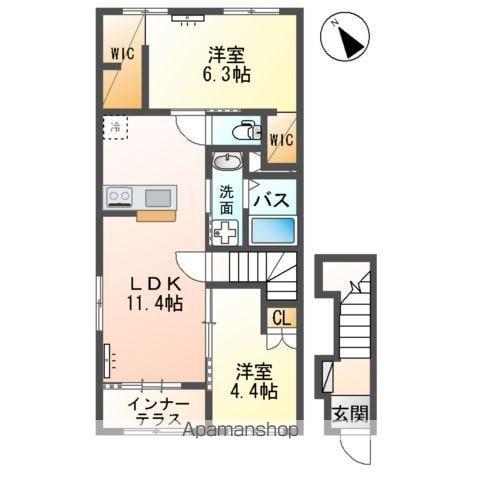 袋原アパート2期工事(2LDK/2階)の間取り写真