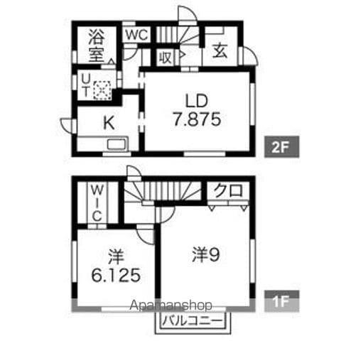 岩手県花巻市 2階建 築20年(2LDK)の間取り写真