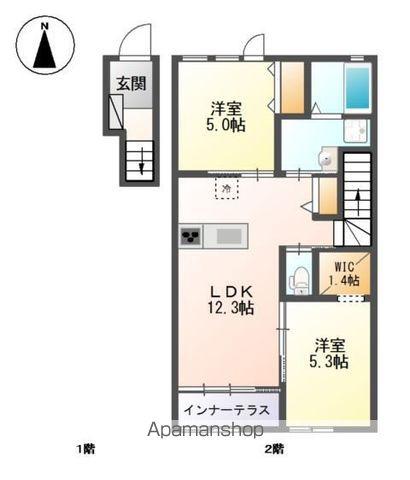カーサ ドマーニⅡ(2LDK/2階)の間取り写真