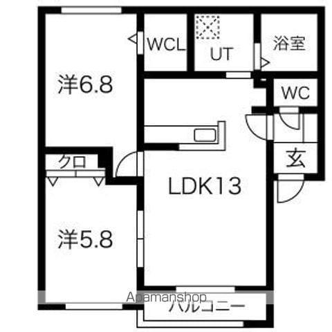 サンライズHTMⅡ(2LDK/1階)の間取り写真