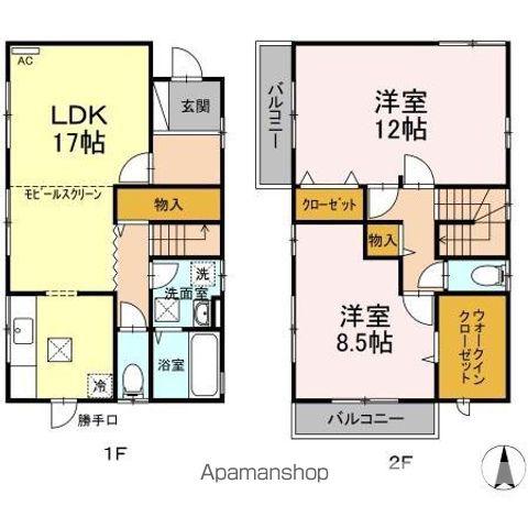山口県光市 2階建 築22年(2LDK)の間取り写真