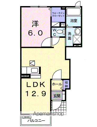 サニーヒルⅡ(1LDK/1階)の間取り写真