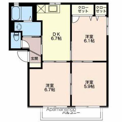 ウエスト パルク(3DK/1階)の間取り写真