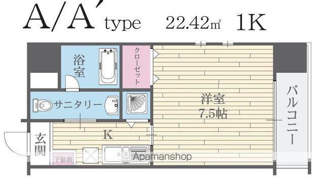 HF河原町二条レジデンス(1K/9階)の間取り写真