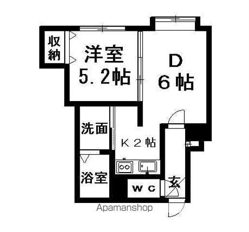 デュオール北野I(1LDK/2階)の間取り写真