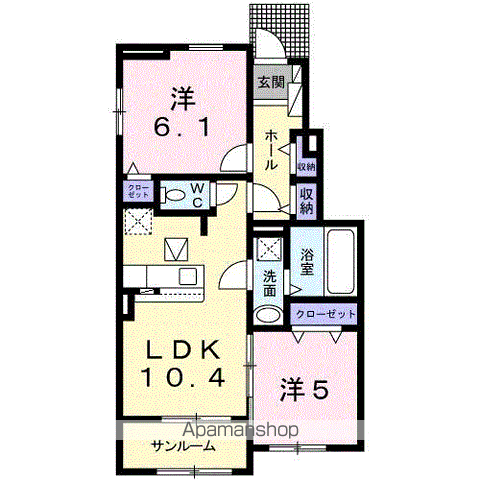 コート・ダジュール緑町 Ⅰ(2LDK/1階)の間取り写真