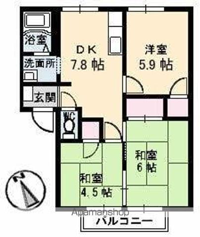 フレグランス春日 A・B棟(3DK/1階)の間取り写真