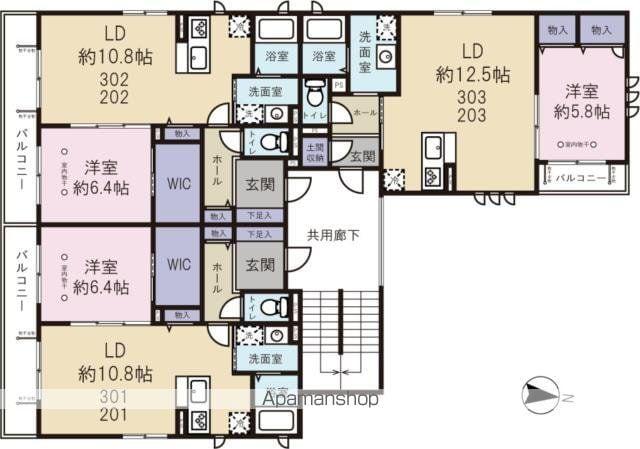 ANGE DE BONHEUR(1LDK/2階)の間取り写真