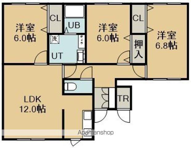 パディーブ亀田本町(3LDK/2階)の間取り写真