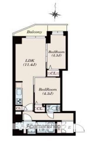 GRANPASEO 菊川(1SLDK/2階)の間取り写真