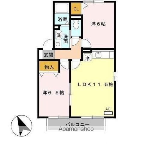 ジュネス高師浜(2LDK/2階)の間取り写真