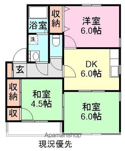 福地グリーンハイツ(3DK/1階)の間取り写真