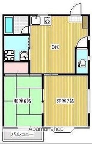 コーポ葉月(2DK/2階)の間取り写真
