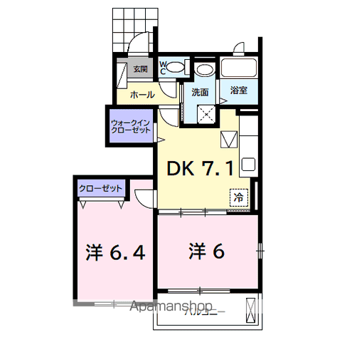 ブリアンソレイユ(2DK/1階)の間取り写真