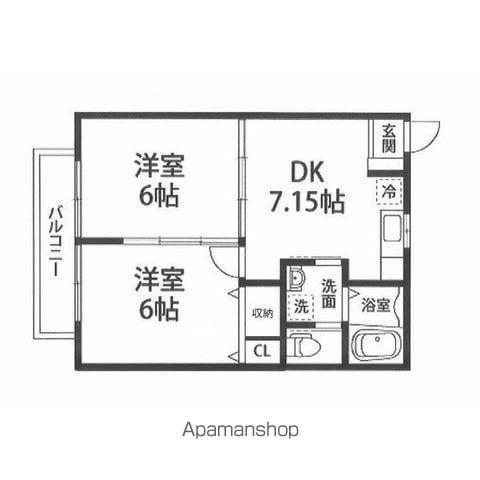 ベルエージュみずほ台(2DK/2階)の間取り写真