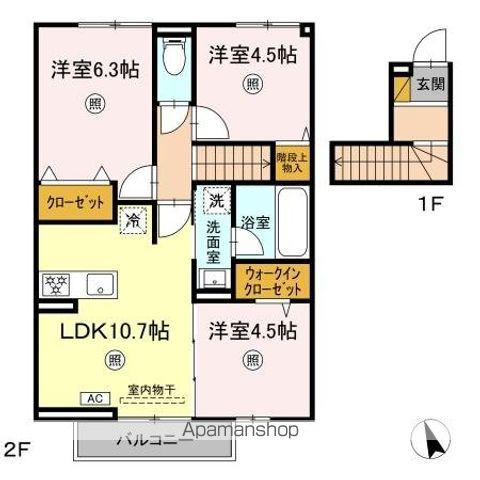 オルメル(3LDK/2階)の間取り写真