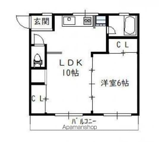川原ビルディング(1LDK/4階)の間取り写真