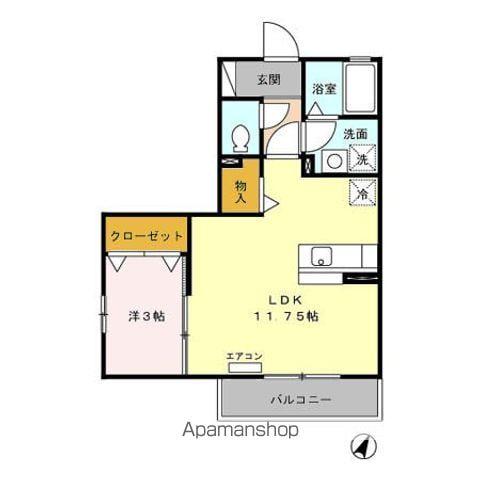 リビングタウン瀬名川(1LDK/1階)の間取り写真