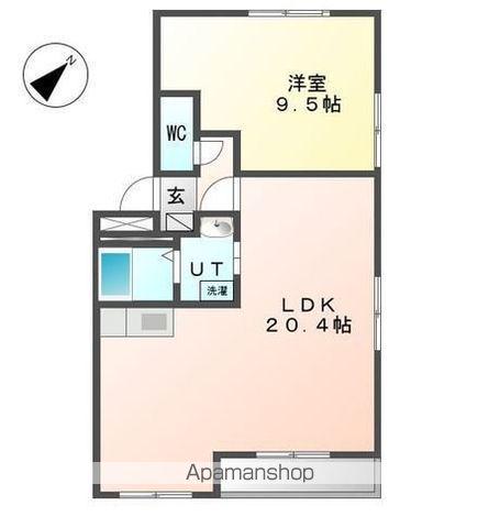 ハッピーライフ(1LDK/1階)の間取り写真