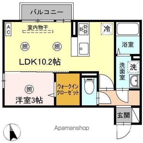 スカイブルーA棟(1LDK/2階)の間取り写真