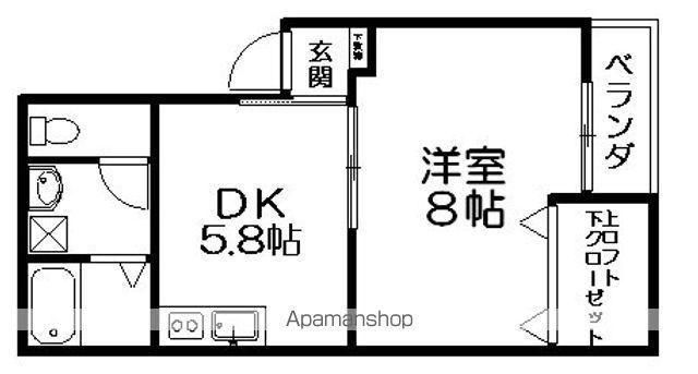 サニーココ(1DK/2階)の間取り写真