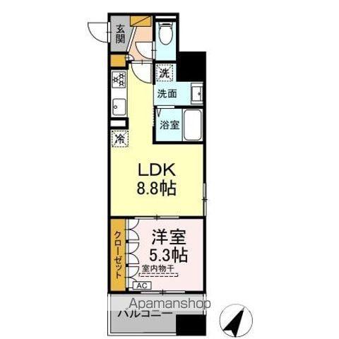 D-ROOM千葉中央(1LDK/6階)の間取り写真