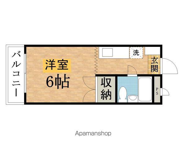 レジデンスウエスト(1K/4階)の間取り写真