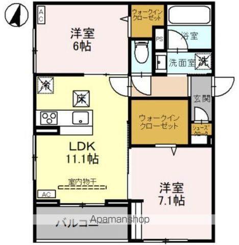武蔵野線 吉川美南駅 徒歩7分 3階建 築1年(2LDK/1階)の間取り写真